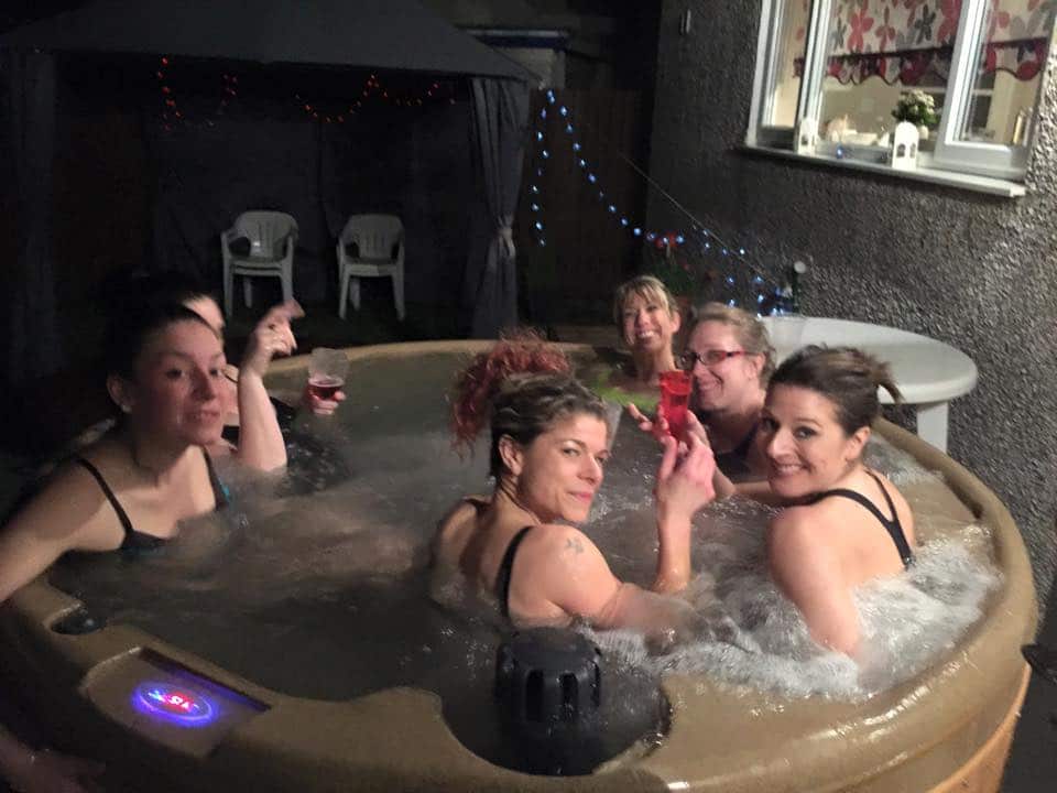 hot tub party with DJ