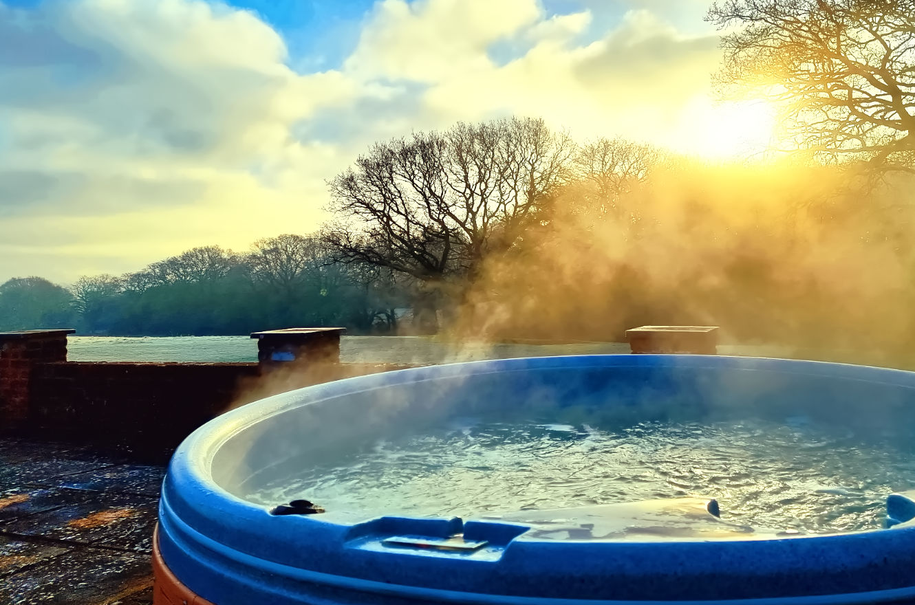 RotoSpa Orbis winter scene | RotoSpa UK Articles Lift Your Spirits with a Warm Hot Tub in the Cold UK Winter | Made in Britain |